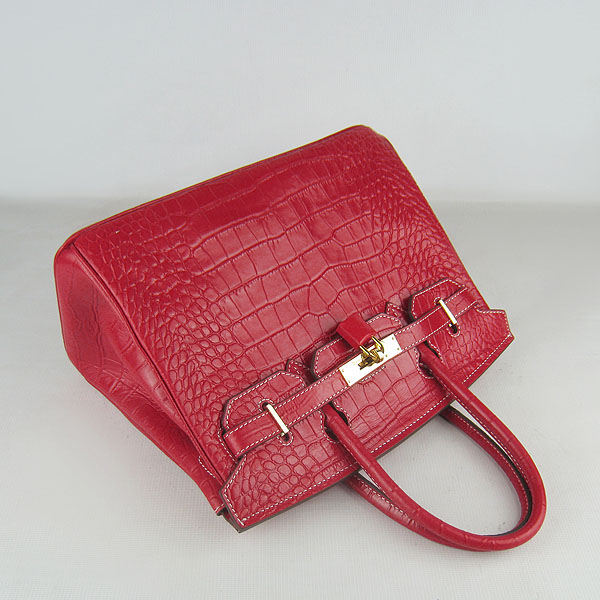 Replica Hermes Birkin 30cm Crocodile Veins Bag Red 6088 On Sale - Click Image to Close